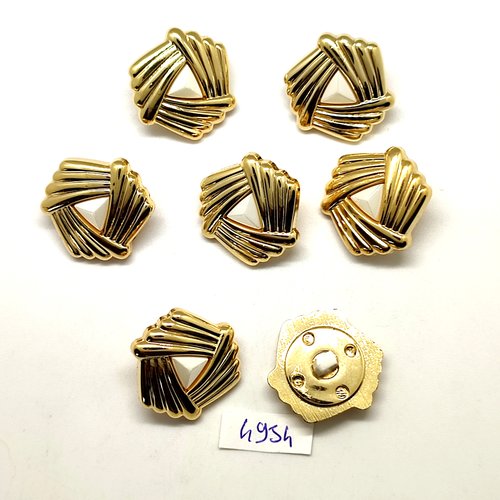 7 boutons en résine blanc et doré - 23mm - tr4954