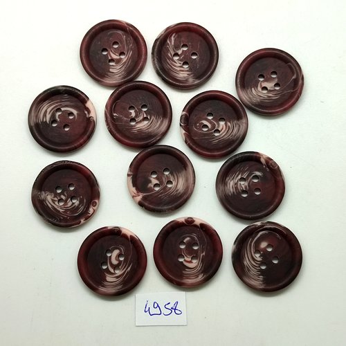 12 boutons en résine marron - 22mm - tr4958