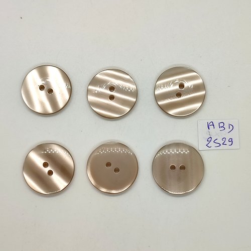 6 boutons en résine beige clair - 23mm - abd2529