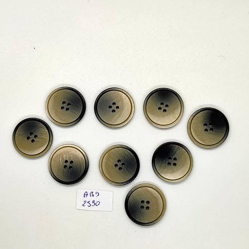 9 boutons en résine beige / marron - 23mm - abd2530