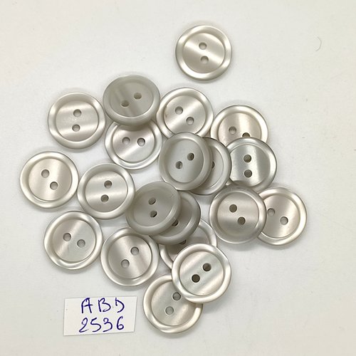 20 boutons en résine gris - 15mm - abd2536