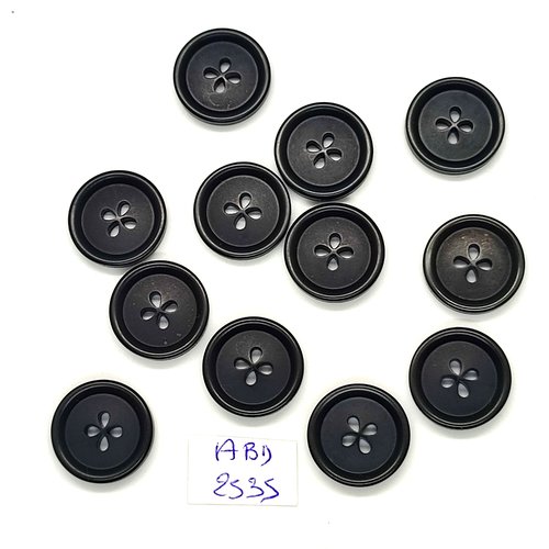 12 boutons en résine noir - 18mm - abd2535