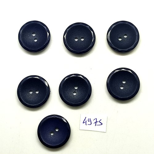 7 boutons en résine bleu foncé - 20mm - tr4975
