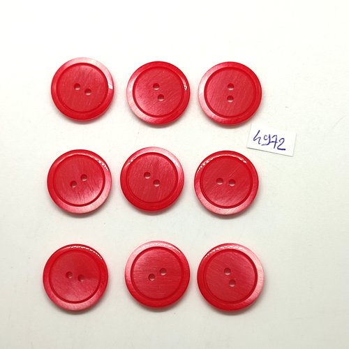 9 boutons en résine rouge clair - 22mm - tr4972