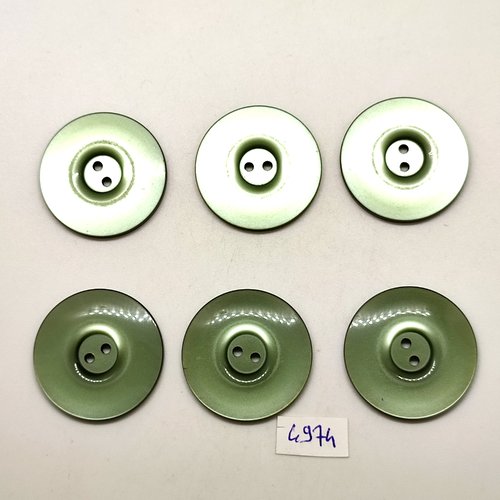 6 boutons en résine vert - 31mm - tr4974