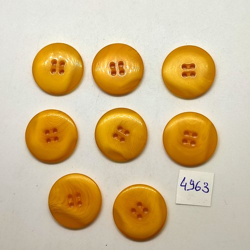 8 boutons en résine orange / jaune - 23mm - tr4963