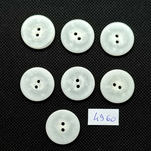 7 boutons en résine blanc - 23mm - tr4960