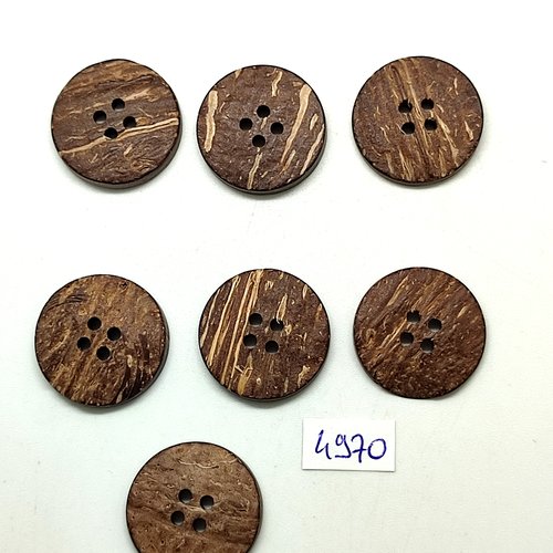 7 boutons en coco marron - 23mm - tr4970
