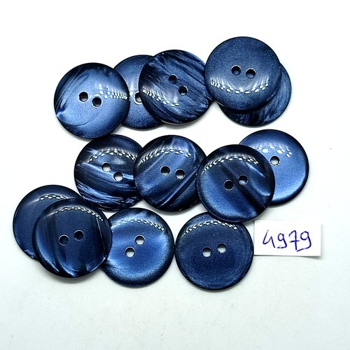 12 boutons en résine bleu foncé - 22mm - tr4979