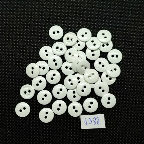 40 boutons en résine blanc - 10mm - tr4988