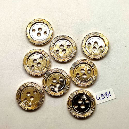 8 boutons en résine doré - 20mm - tr4981