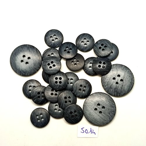 24 boutons en résine bleu / gris - 25mm et 15mm - tr5014
