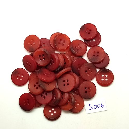40 boutons en résine bordeaux - 15mm - tr5006