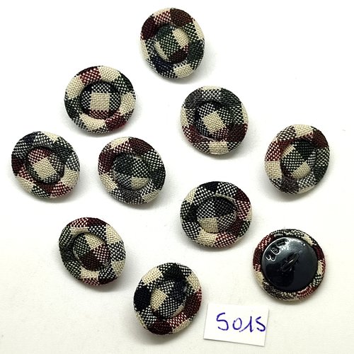 10 boutons en passementerie noir et blanc et métal noir - 17x18mm - tr5015
