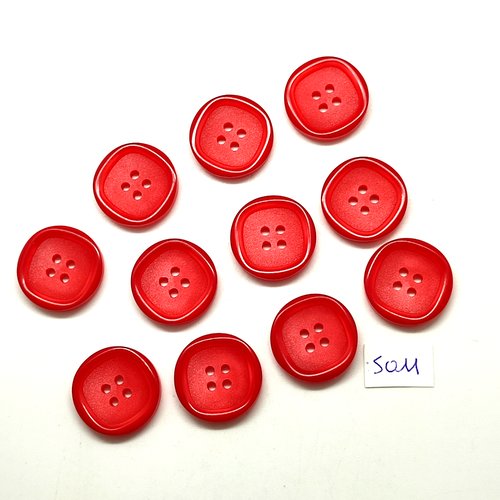 11 boutons en résine rouge - 21mm - tr5011