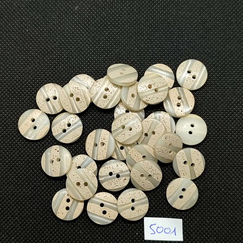 32 boutons en résine beige et marron - 15mm - tr5001