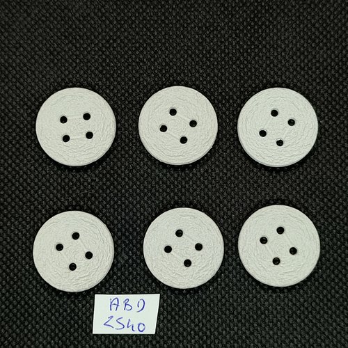 6 boutons en résine blanc - 21mm - abd2540