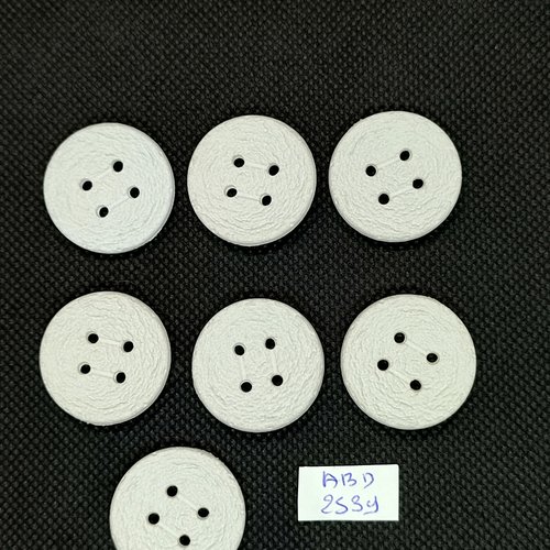 7 boutons en résine blanc - 26mm - abd2539