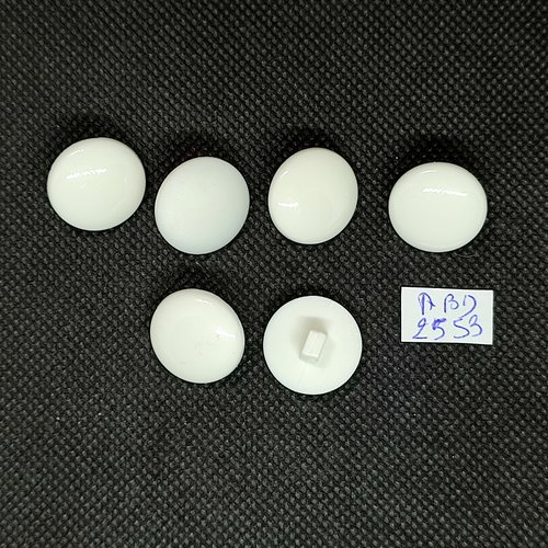 6 boutons en résine blanc - 18mm - abd2553
