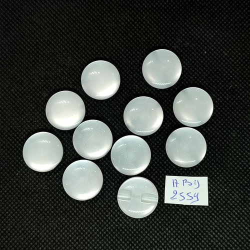 11 boutons en résine blanc - 18mm - abd2559
