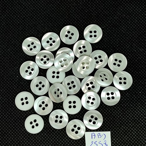 29 boutons en résine blanc - 13mm - abd2558