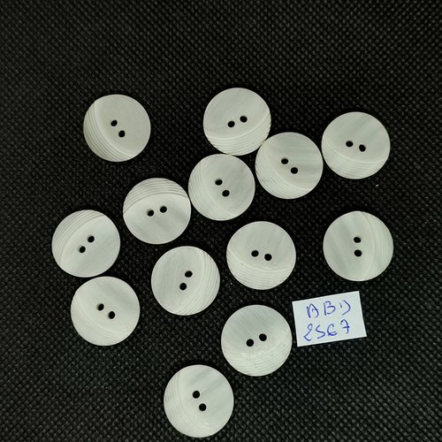 13 boutons en résine blanc cassé - 18mm - abd2567