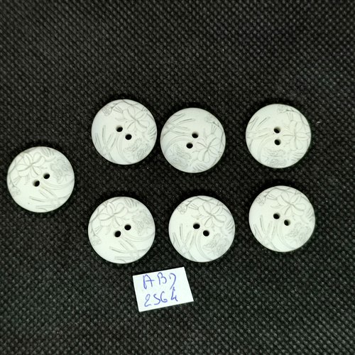 7 boutons en résine blanc cassé - 17mm - abd2564