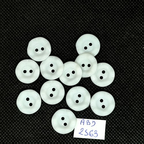 12 boutons en résine blanc - 15mm - abd2563