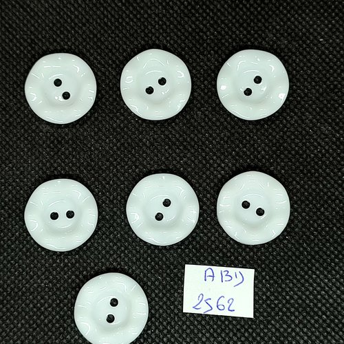 7 boutons en résine blanc - 19mm - abd2562