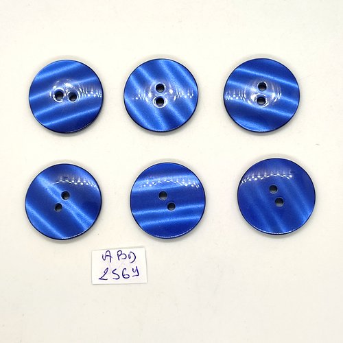6 boutons en résine bleu foncé - 23mm - abd2569