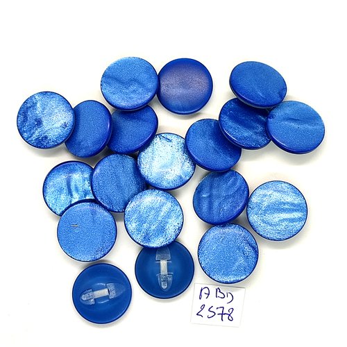 19 boutons en résine bleu - 17mm - abd2578