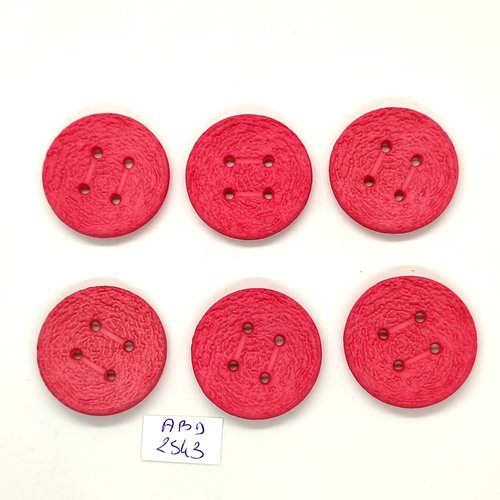6 boutons en résine rose / fuchsia - 31mm - abd2543