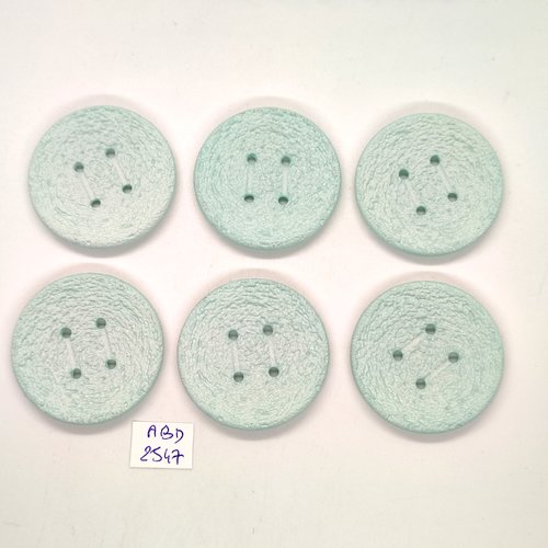 6 boutons en résine vert d'eau - 41mm - abd2547