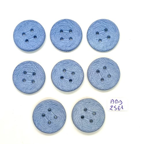 8 boutons en résine bleu - 26mm - abd2581