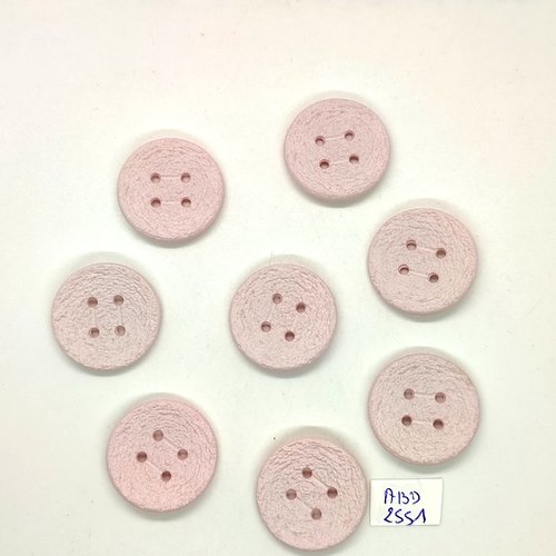 8 boutons en résine rose - 26mm - abd2551