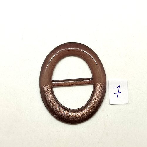 1 boucle de ceinture coulissante en résine marron - 39x48mm
