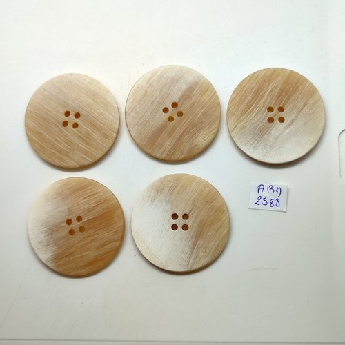 5 boutons en résine beige - 44mm - abd2588