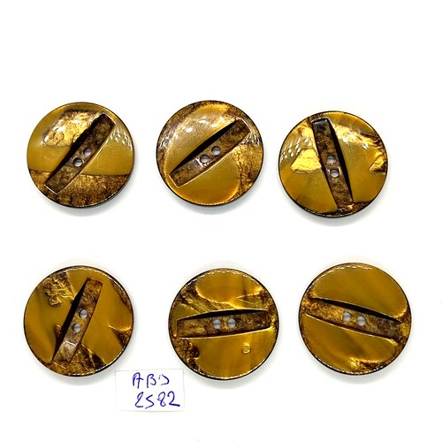 6 boutons en résine vert / kaki - 27mm - abd2582