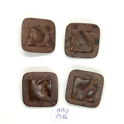 4 boutons en résine marron foncé - 31x31mm - abd2586