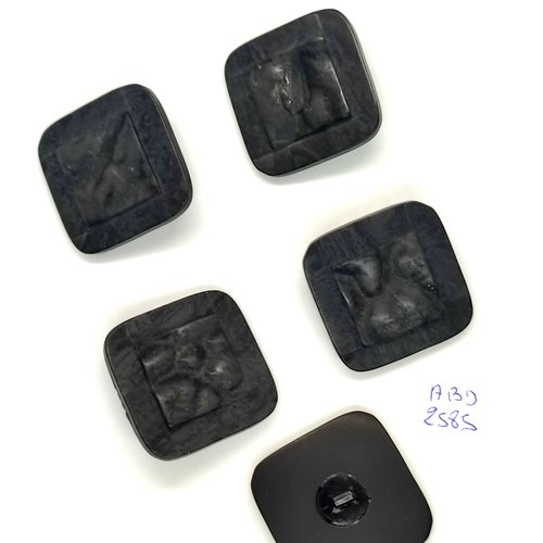 5 boutons en résine gris foncé - 31x31mm - abd2585