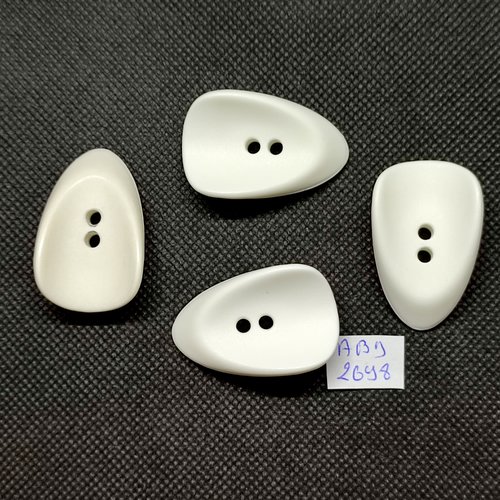 4 boutons en résine blanc - 24x36mm - abd2698