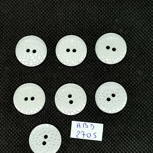 7 boutons en résine blanc - 18mm - abd2705