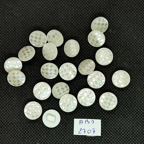 22 boutons en résine blanc - 12mm - abd2707