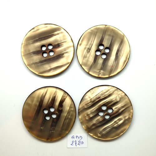 4 boutons en résine jaune / ocre - 51mm - abd2720