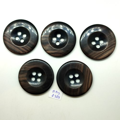 5 boutons en résine gris et noir - 44mm - abd2589