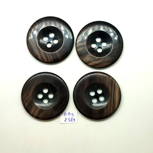 4 boutons en résine gris et noir - 44mm - abd2589