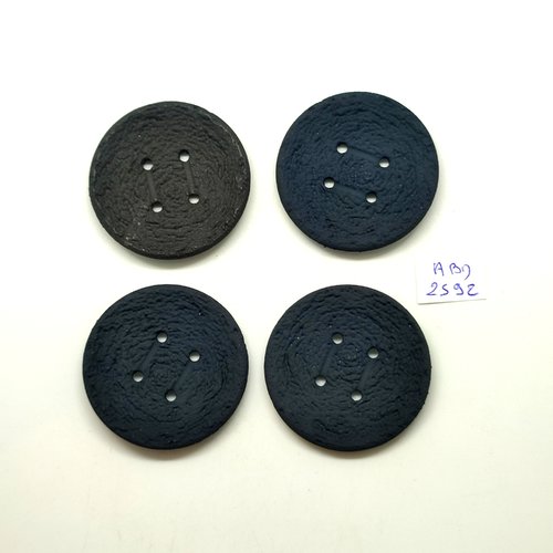 4 boutons en résine noir - 41mm - abd2592