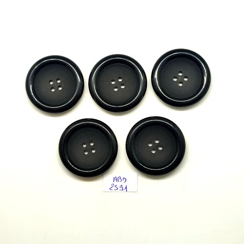 5 boutons en résine noir et gris - 34mm - abd2591