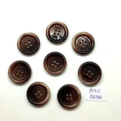 8 boutons en résine marron - 23mm - abd2596