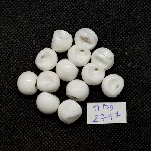 13 boutons boule en résine blanc - 13mm - abd2717